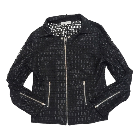 KEREN hart Jackets & Blazers - Keren Hart black lace zip front, wrist zipper detail jacket size large
